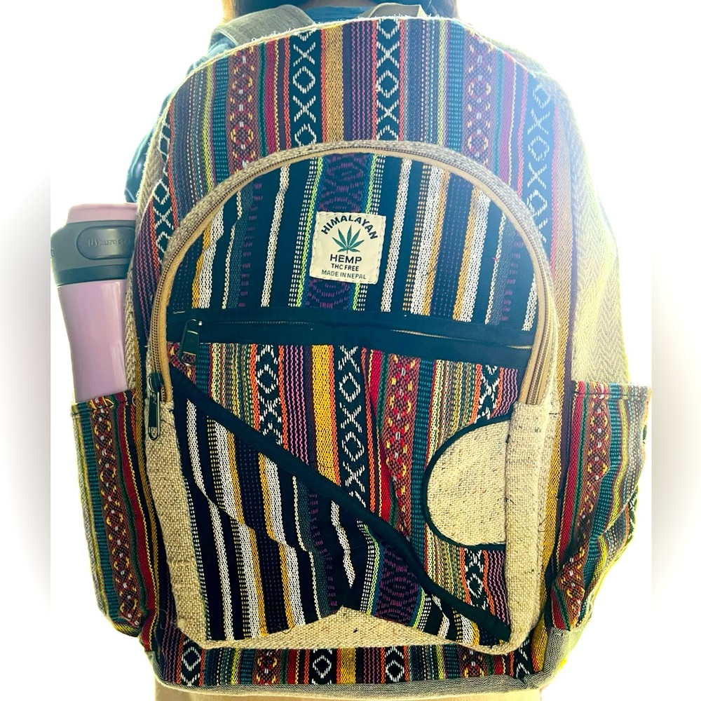 Unisex Pure Himalayan Hemp Backpack with Laptop Compartment and multiple…